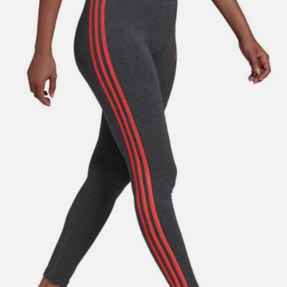 NWOT Adidas Lounge / Sport Striped Grey/Orange Stretchy Fitted Pants, Size M.